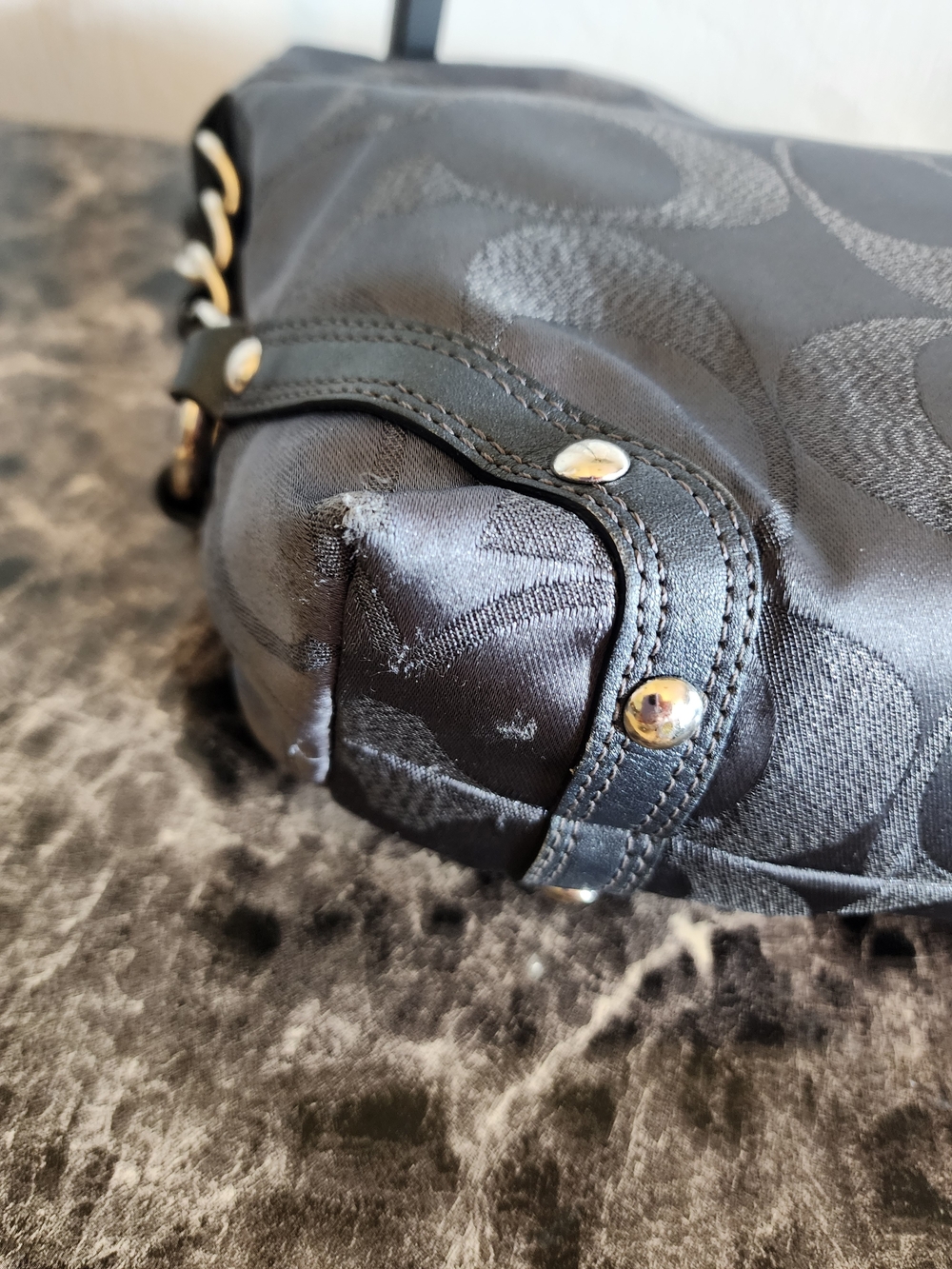 Coach Carly In Shimmering Gray With Silver Hardware - Picture 8 of 14